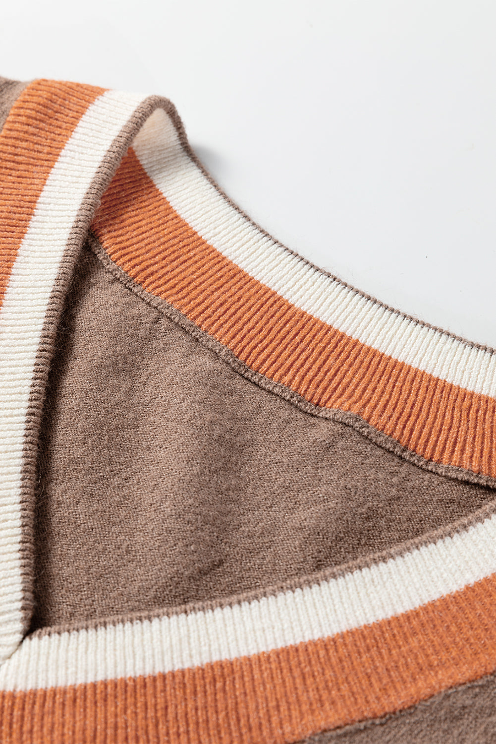 Threaded Pear Scarlett Striped Trim Varsity Sweater