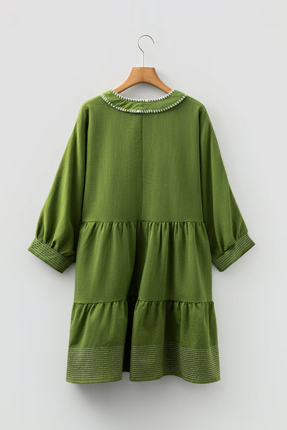 Threaded Pear Patara Sleeve Tiered Mini Dress