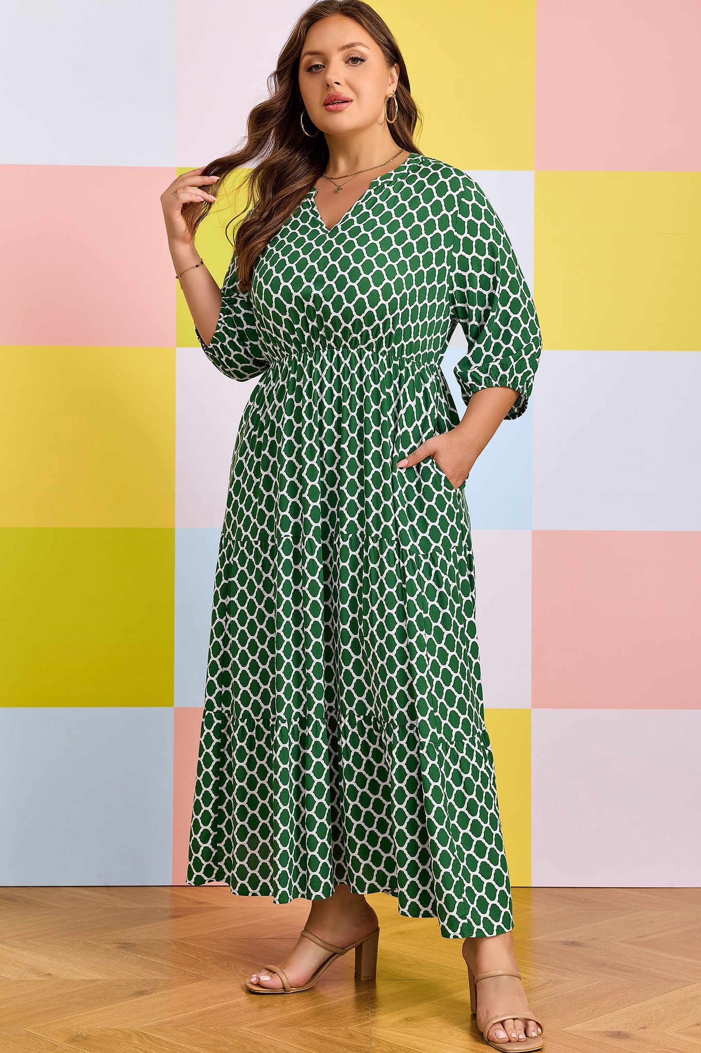 Threaded Pear Johanna Ruffle Hem Casual PLUS Dress