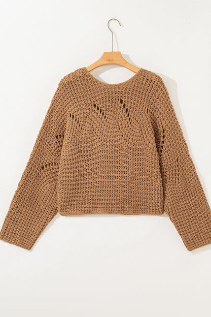 Threaded Pear Ivy Sleeve Loose Pullover Sweater