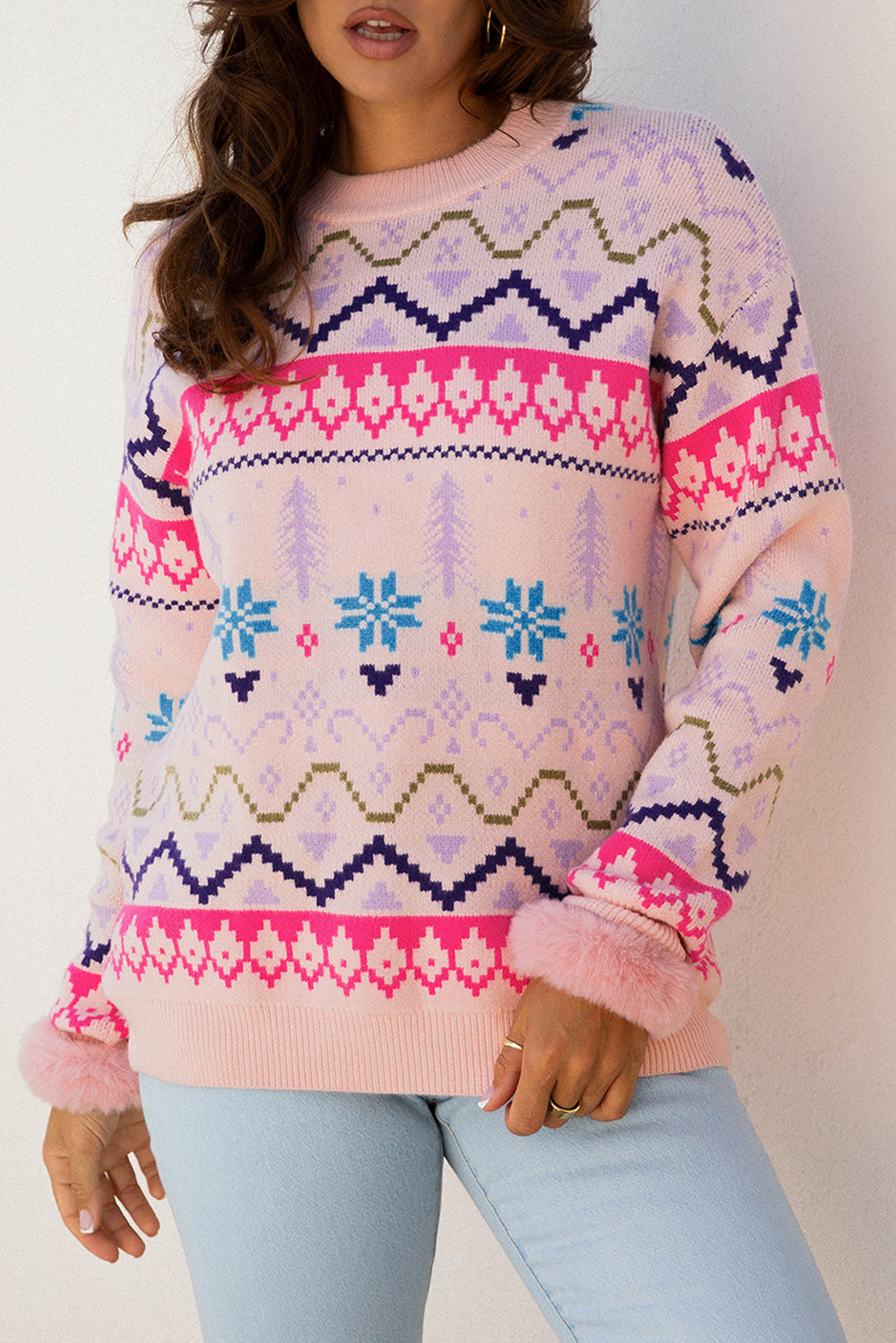 Threaded Pear Kayaetta Knit Feather Cuffed Sweater