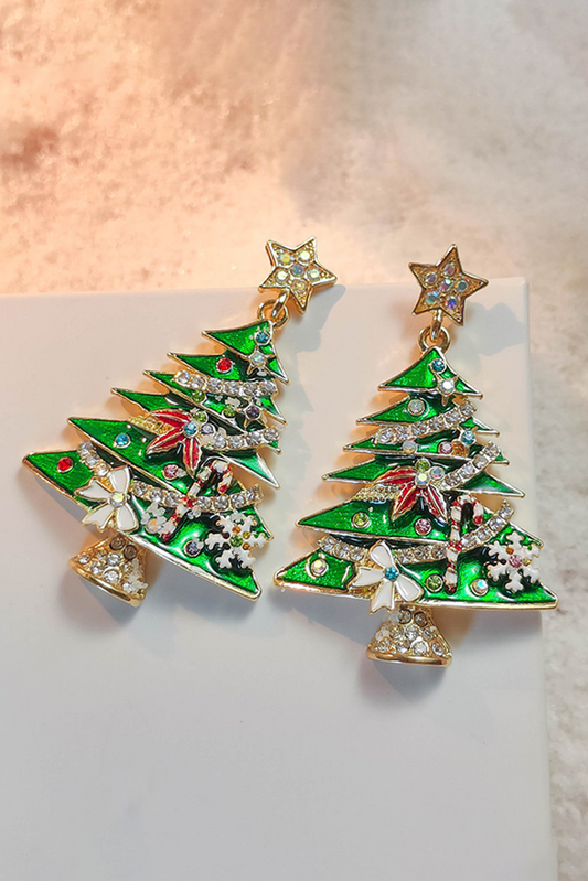 Threaded Pear Anne Star Christmas Tree Earrings