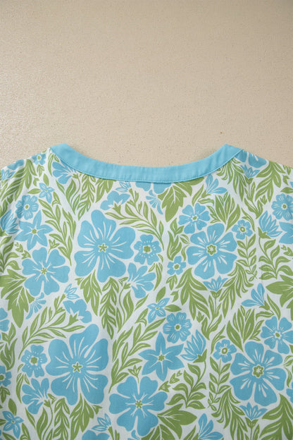 Threaded Pear Waverly Trim Half Sleeve Blouse