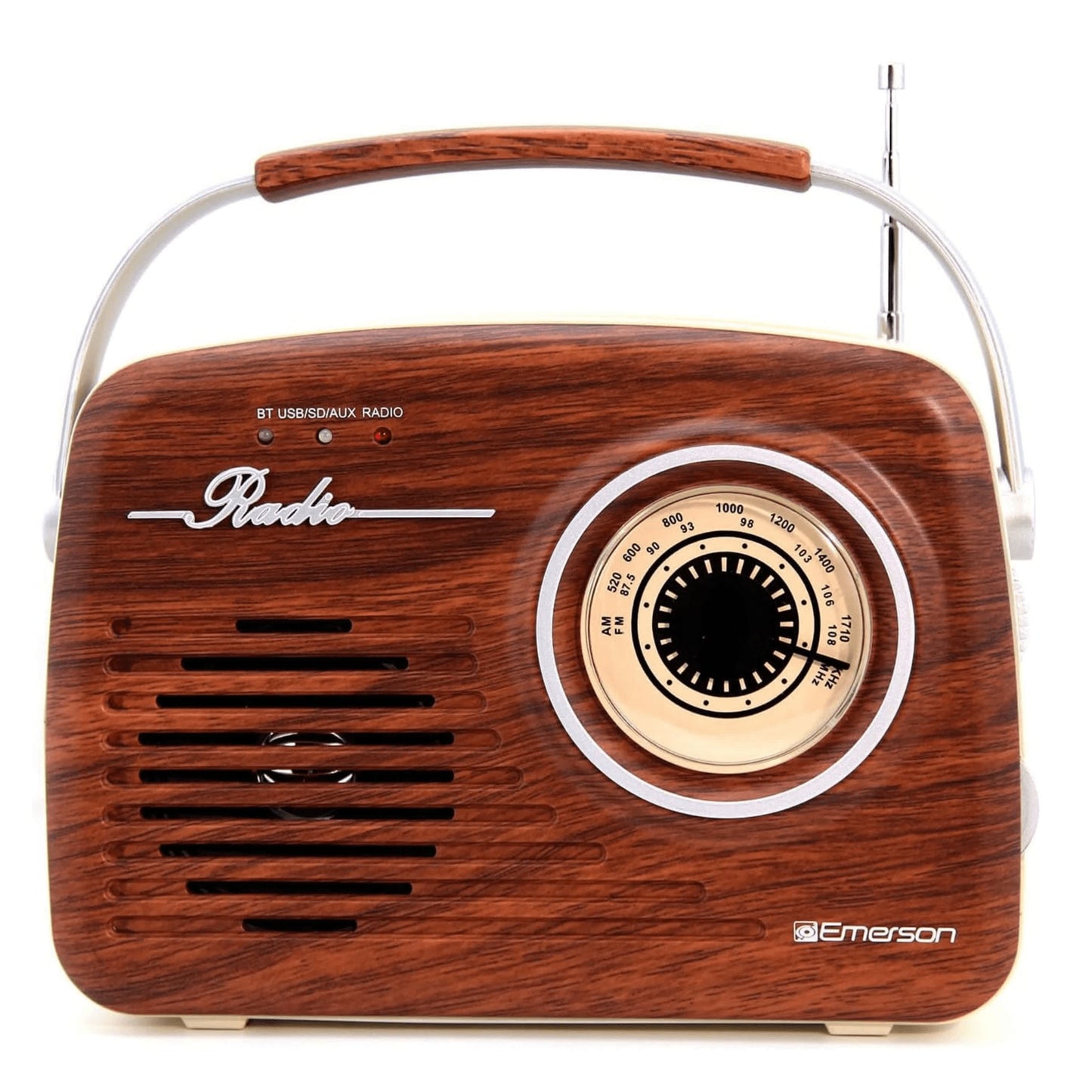 Emerson Portable Retro Radio with Built-In Rechargeable Battery - Espresso