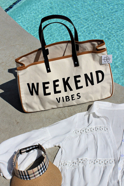 Threaded Pear Alicia WEEKEND VIBES Canvas Tote