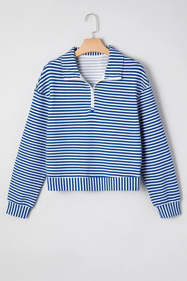 Threaded Pear Reign Zip Collar Pullover Long Sleeve Top
