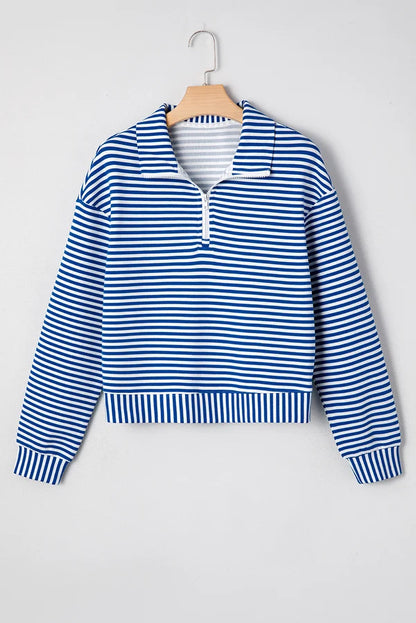 Threaded Pear Reign Zip Collar Pullover Long Sleeve Top