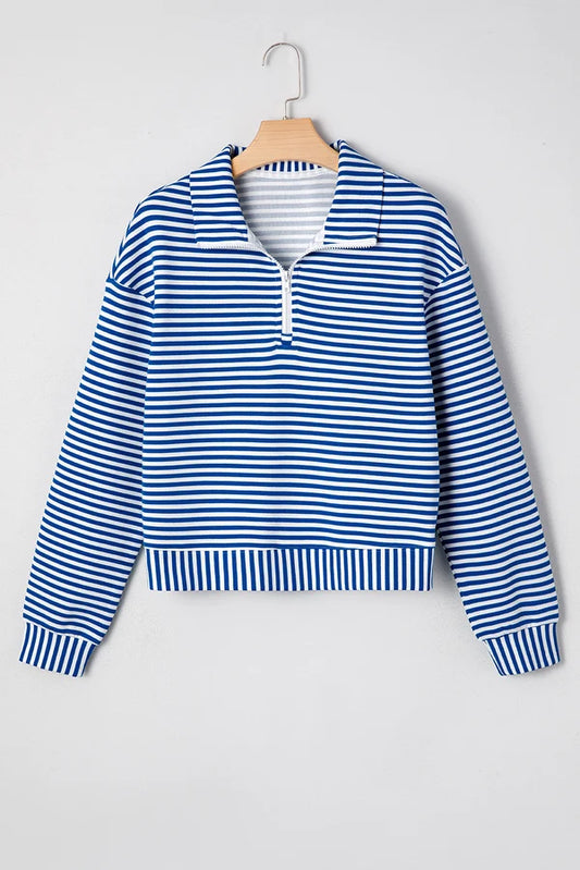 Threaded Pear Reign Zip Collar Pullover Long Sleeve Top