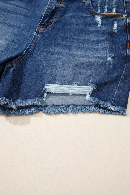 Threaded Pear Holland Hem Distressed Whiskery Shorts