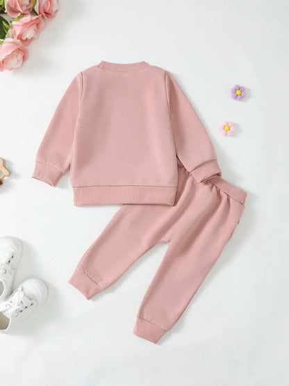 Children's Letter Graphic Sweatshirt and Pants Set