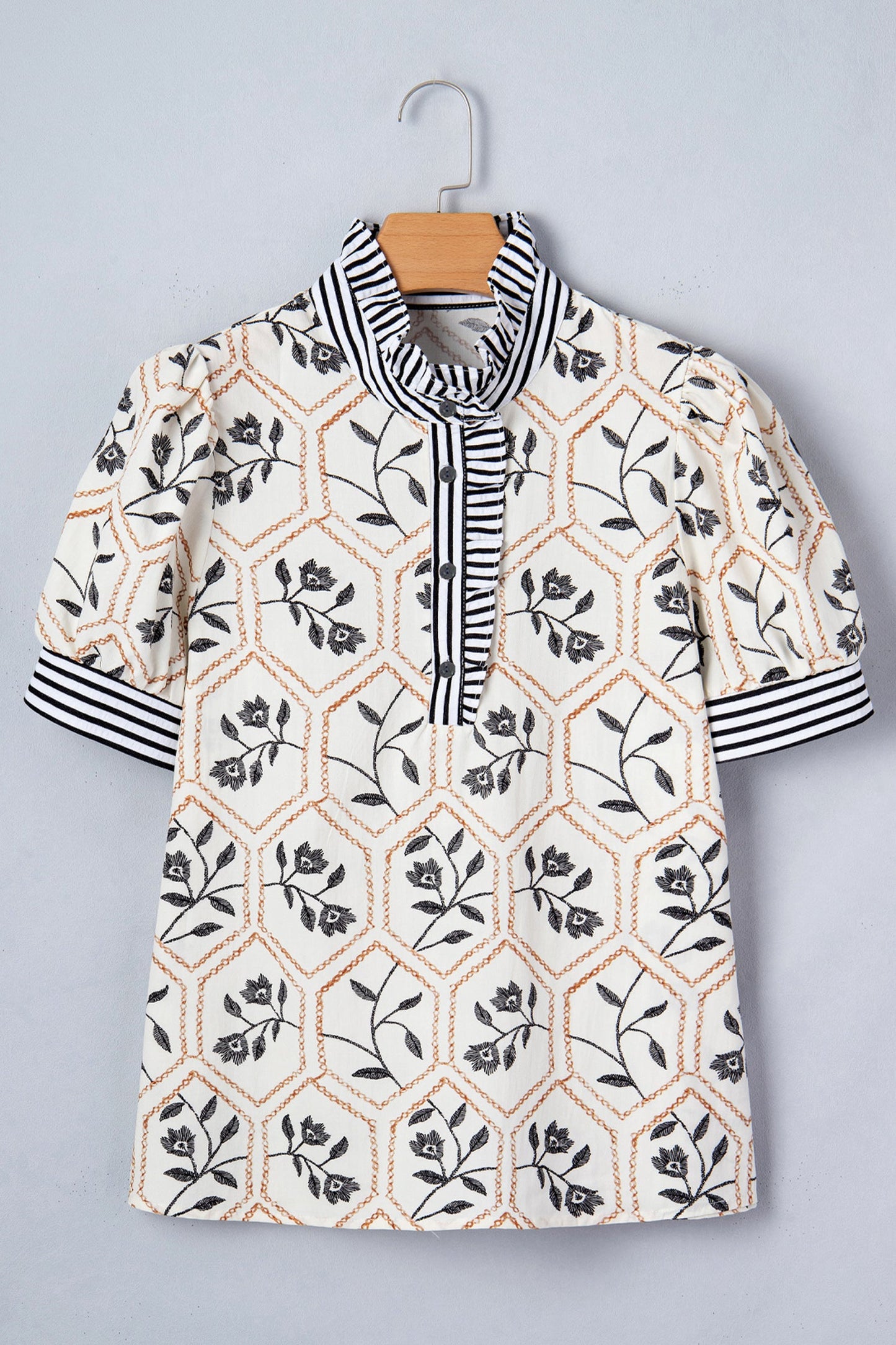 Threaded Pear Hayden Patchwork Short Sleeve Blouse