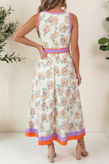 Threaded Pear Daphne Belted Sleeveless Maxi Dress
