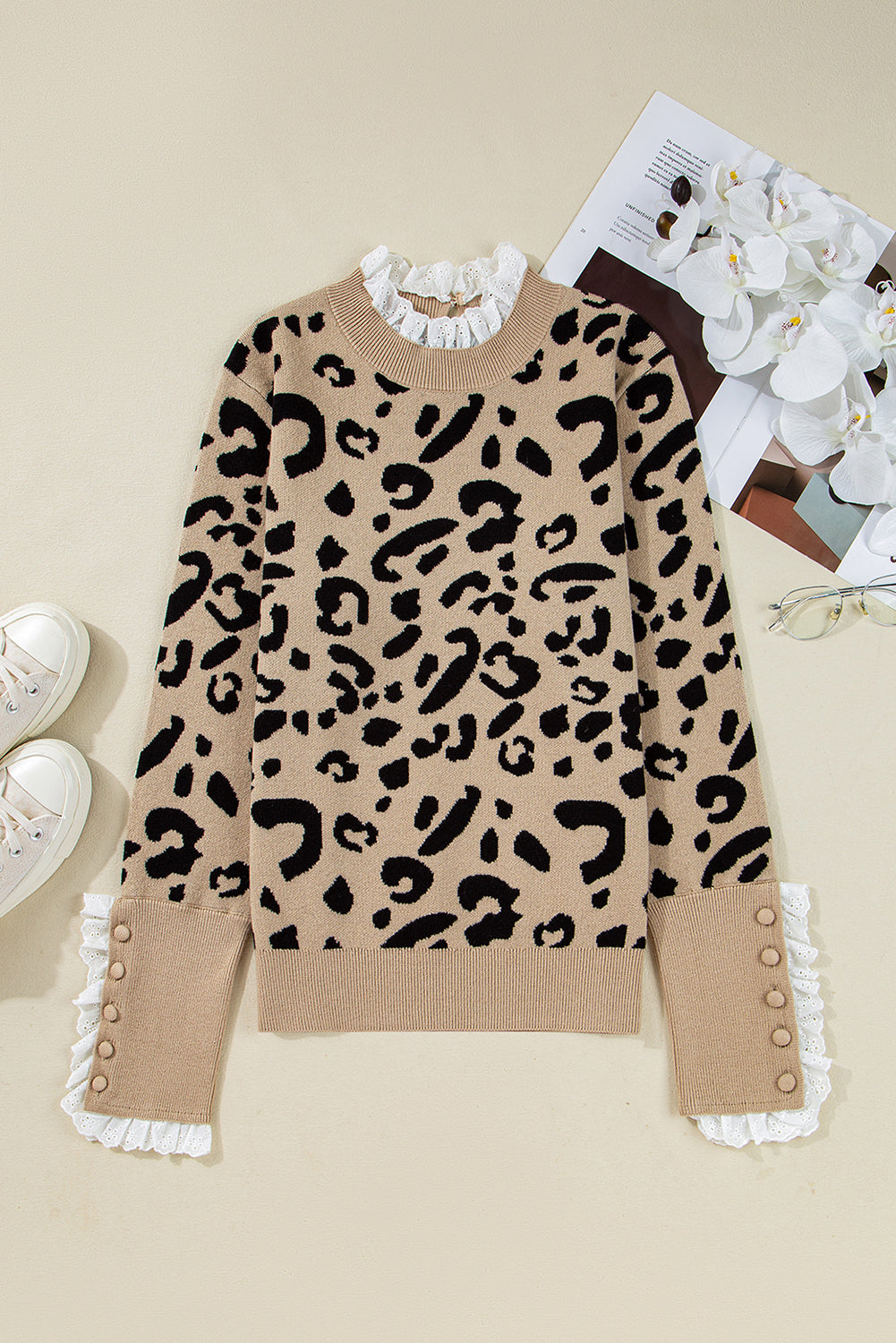 Threaded Pear Amelia Ribbed Detail Cuffed Sweater