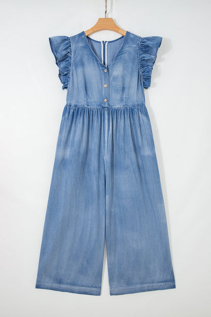 Threaded Pear Bella Sleeve Wide Leg Jumpsuit