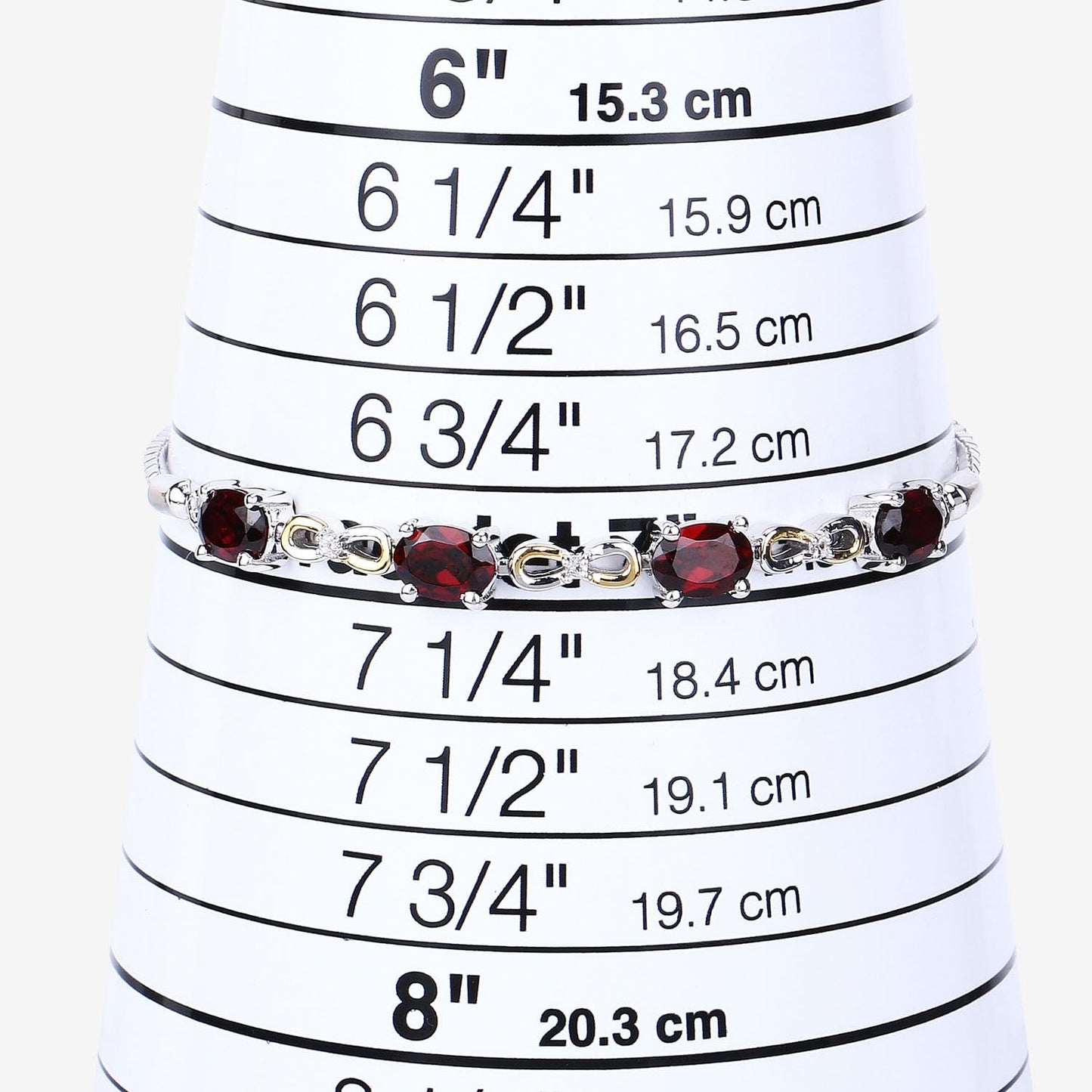 Oval Deep Red Garnet Prong Two-Tone Gold Plated Silver Infinity Bolo Adjustable Bracelet