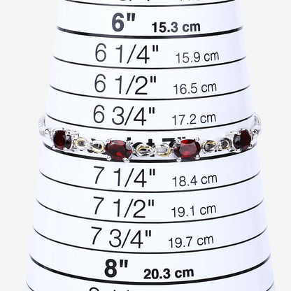 Oval Deep Red Garnet Prong Two-Tone Gold Plated Silver Infinity Bolo Adjustable Bracelet