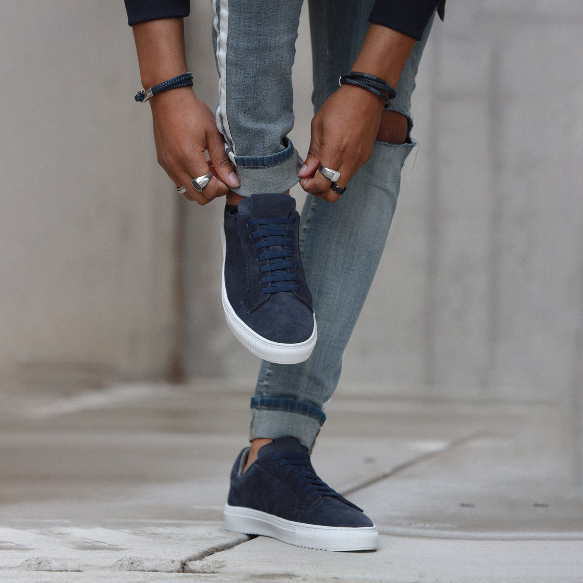 Navy Suede-