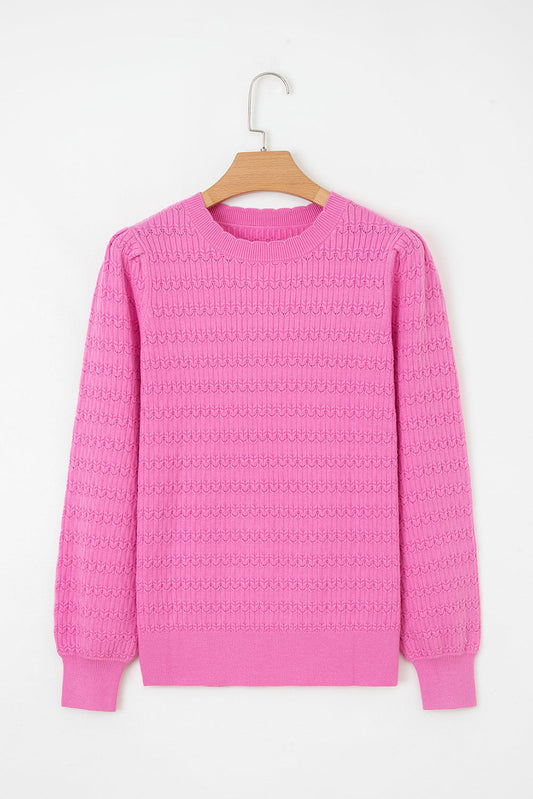 Threaded Pear Kay Knit Ribbed Cuffs Crew Neck Sweater