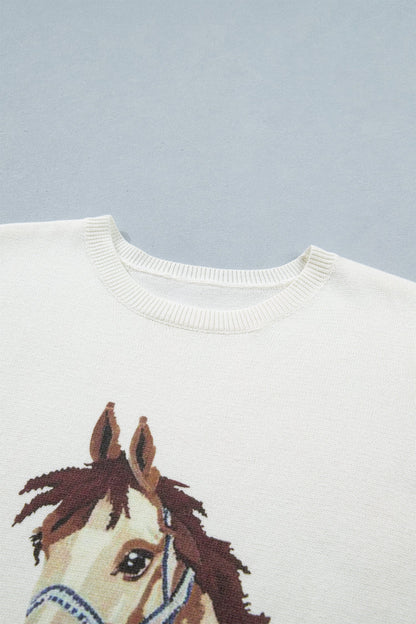 Threaded Pear Regina Printed Short Sleeve Sweater