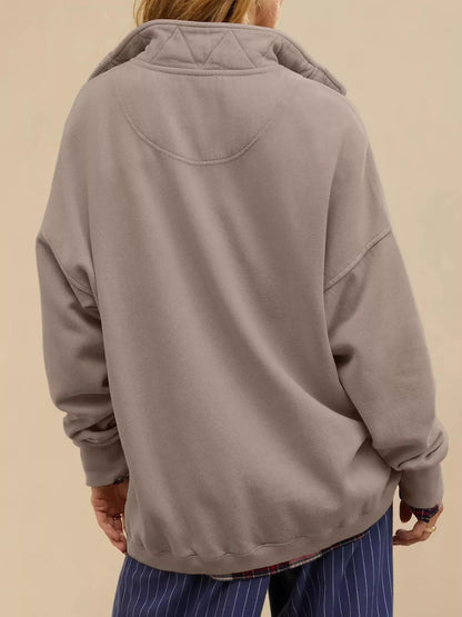 Half Snap Dropped Shoulder Sweatshirt
