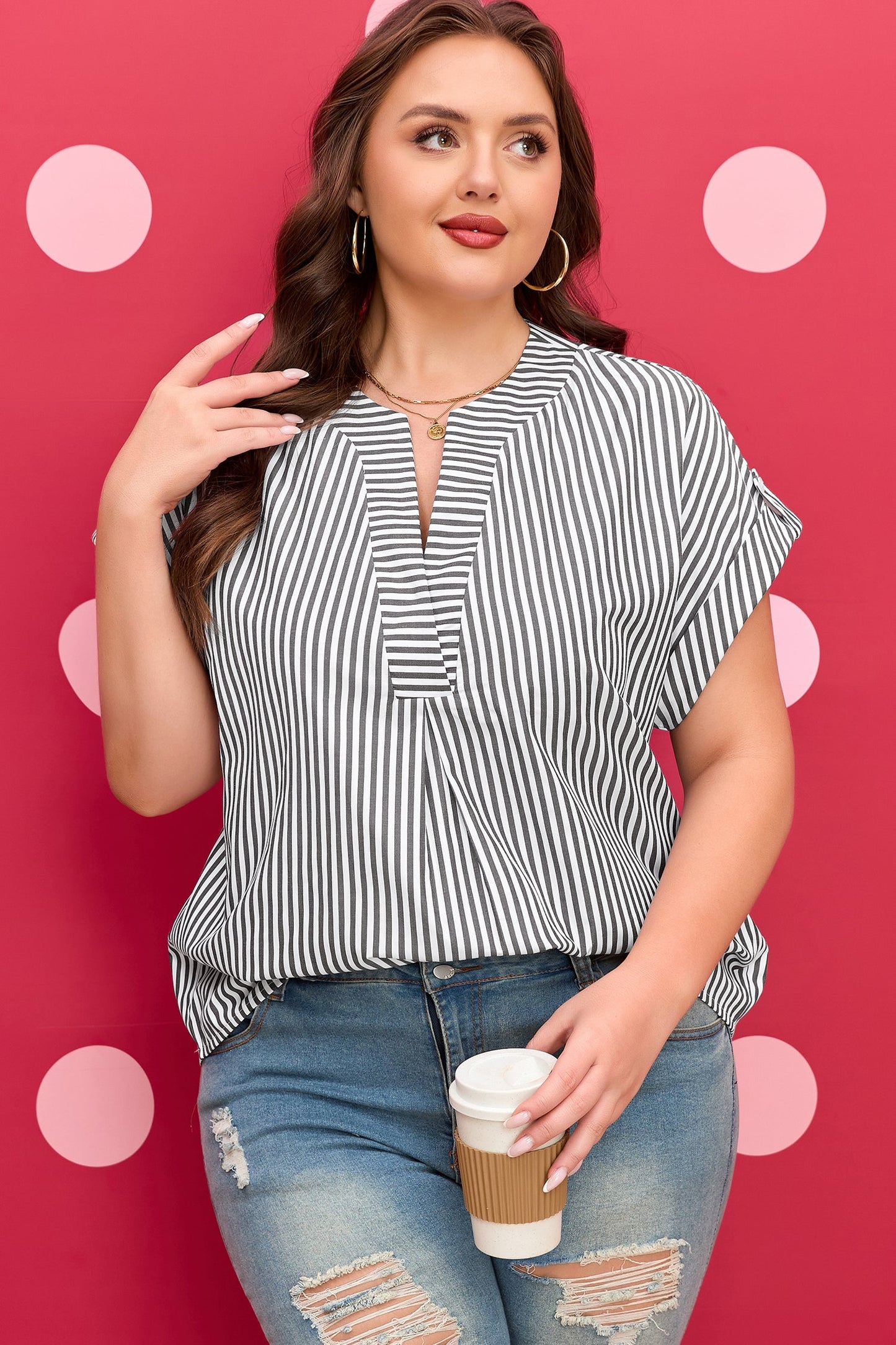 Threaded Pear Hope Short Dolman Sleeve PLUS Blouse