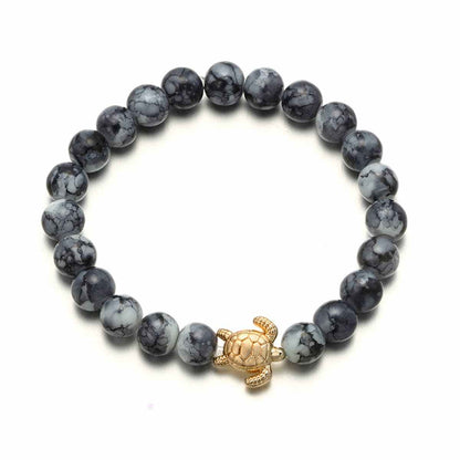 Black Agate & Cubic Zirconia Goldtone Tortoise Charm Bracelet Set