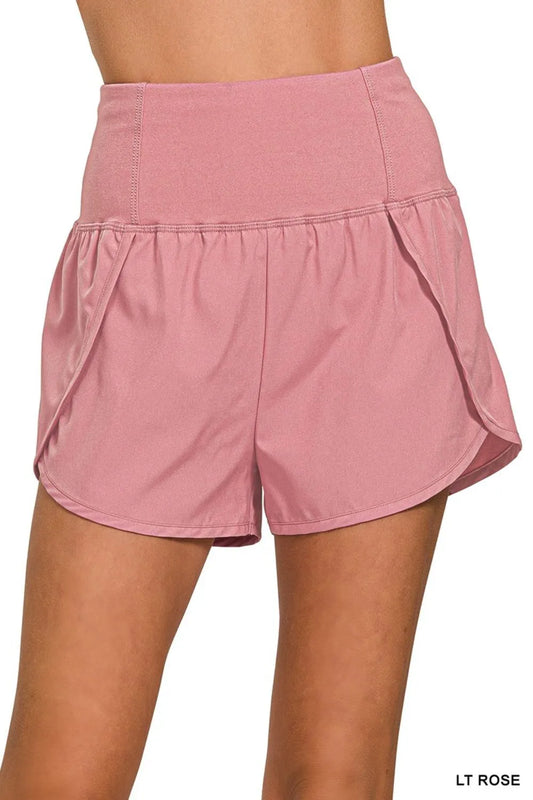 Zenana High Waisted Zippered Back Pocket Running Shorts