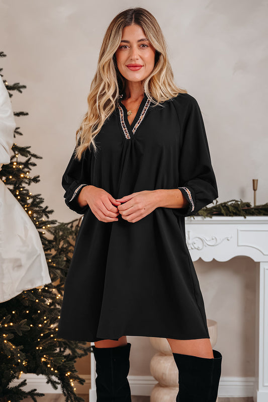 Threaded Pear Quincy Sleeve Shift Mini Dress