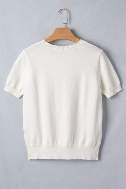 Threaded Pear Regina Printed Short Sleeve Sweater