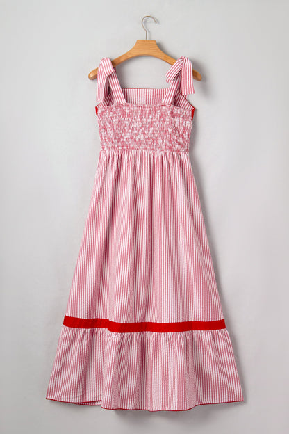 Threaded Pear Rose Ruffle Hem Maxi Dress