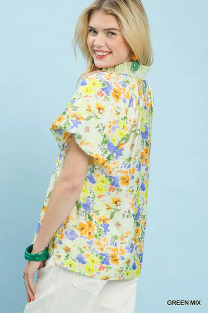 Umgee Watercolor Floral Top