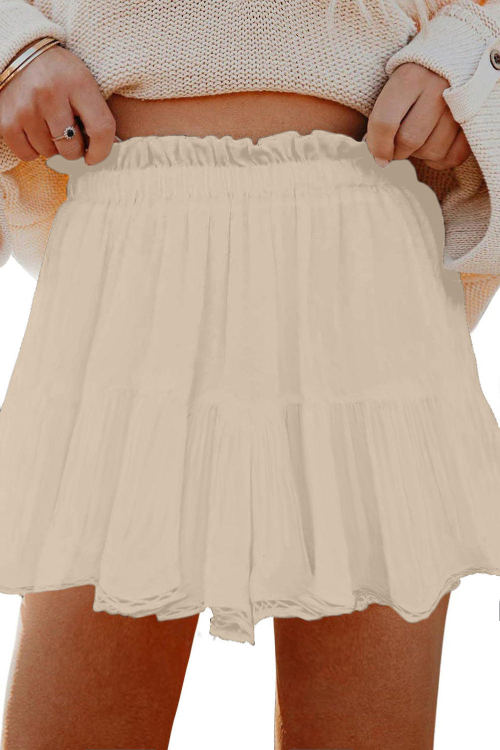 Threaded Pear Millie Trim Boho Ruffled PLUS Shorts