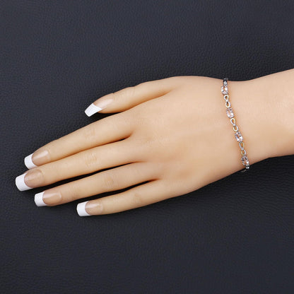 Oval Pink Morganite Prong Silver Infinity Bolo Adjustable Bracelet