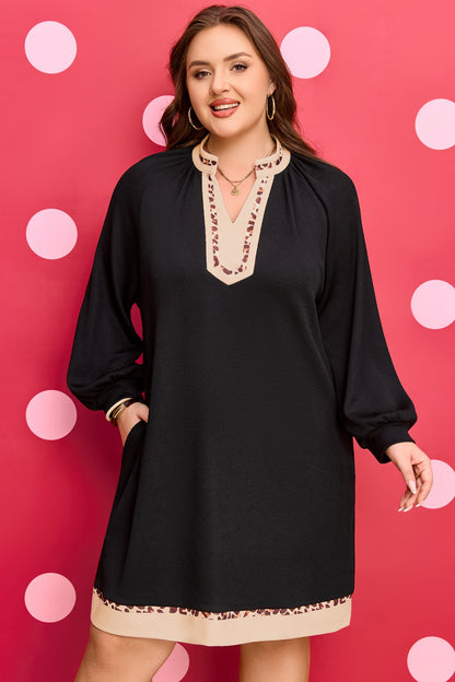 Threaded Pear Ainsley Block Trim Ribbed PLUS Dress