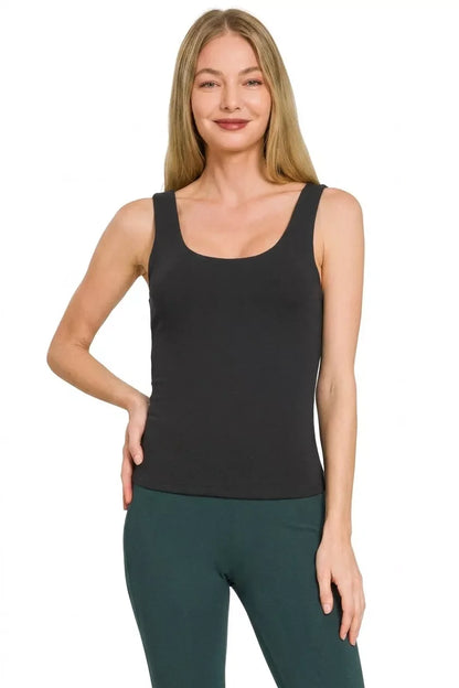 Zenana Double Layered Double Scoop Tank Top