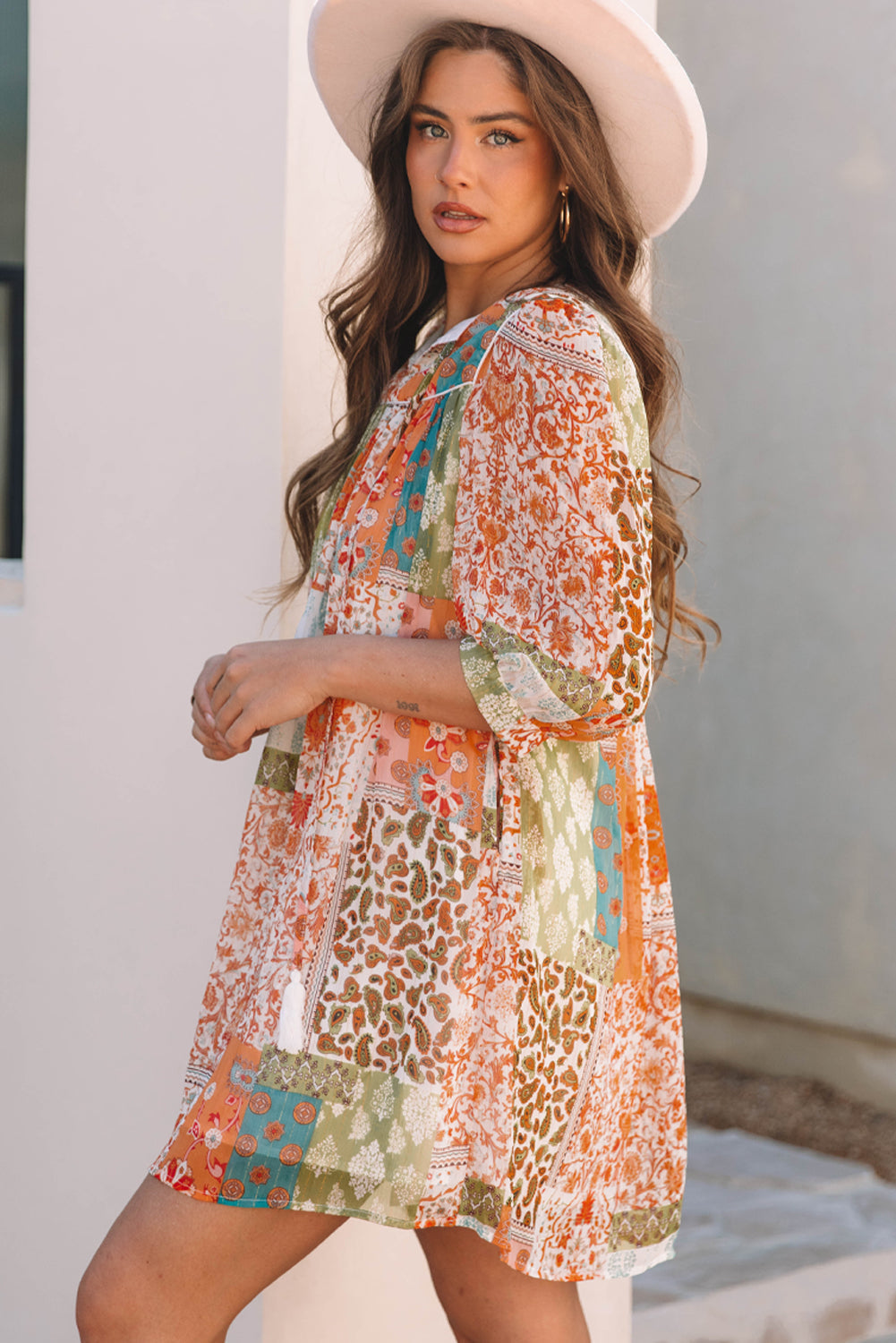 Threaded Pear Tallulah Sleeve Chiffon Loose Dress