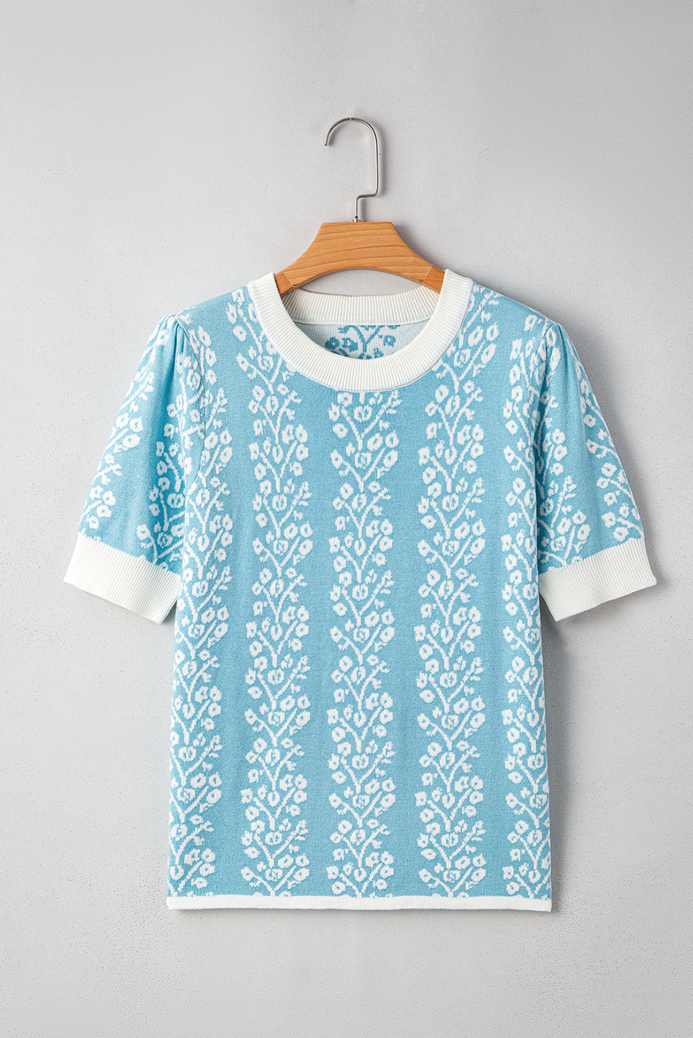 Threaded Pear Leilani Floral Crewneck Short Sleeve Sweater