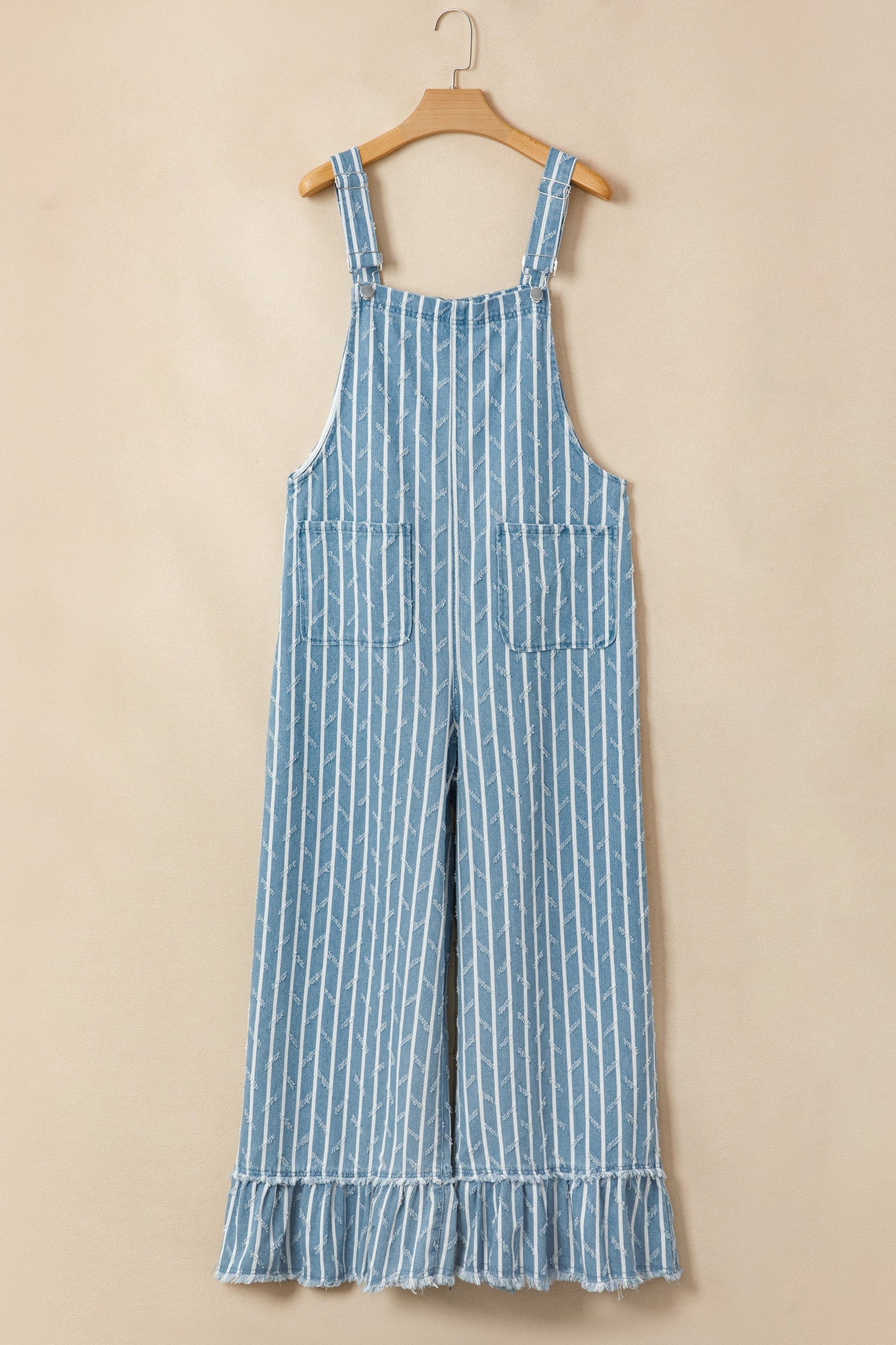 Threaded Pear Angel Ruffled Wide Leg Overalls