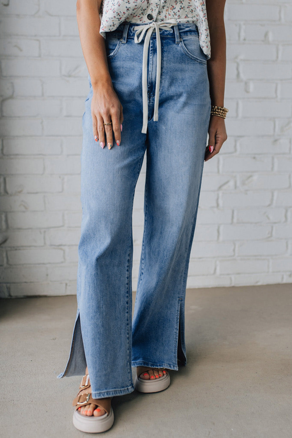 Threaded Pear Noah Rise Drawstring Casual Jeans