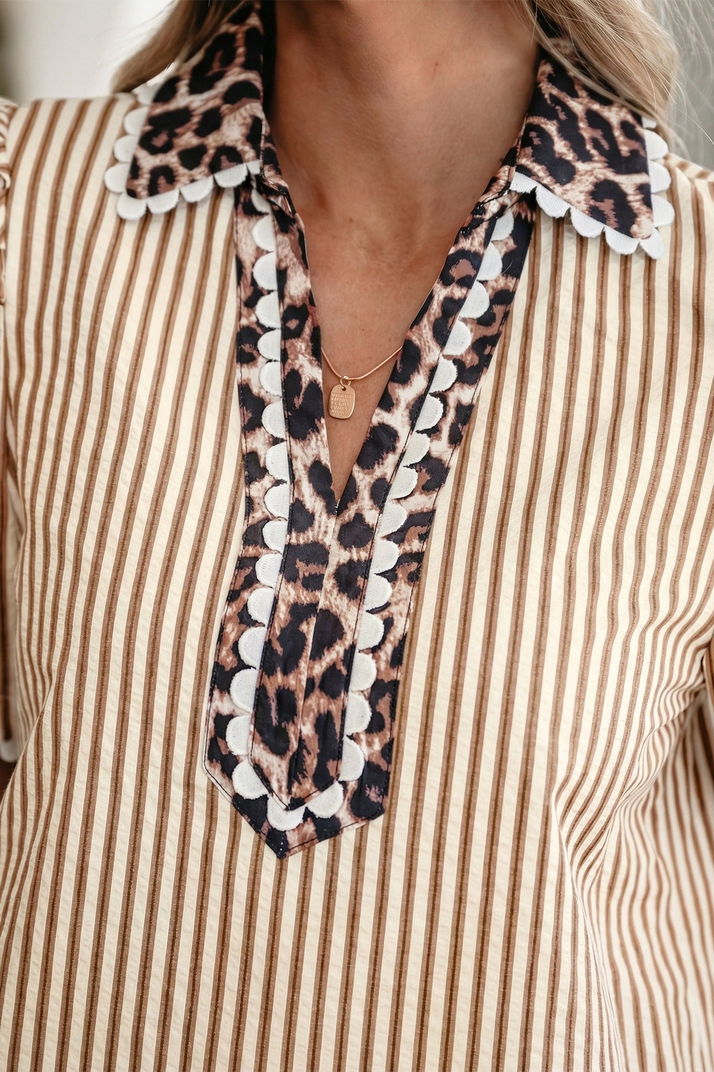 Threaded Pear Laila Sleeve Patchwork Collar Blouse