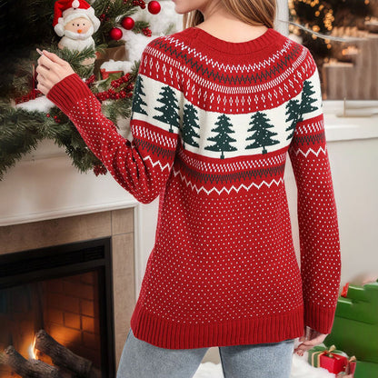 Women's Casual Pine Pattern Sweater