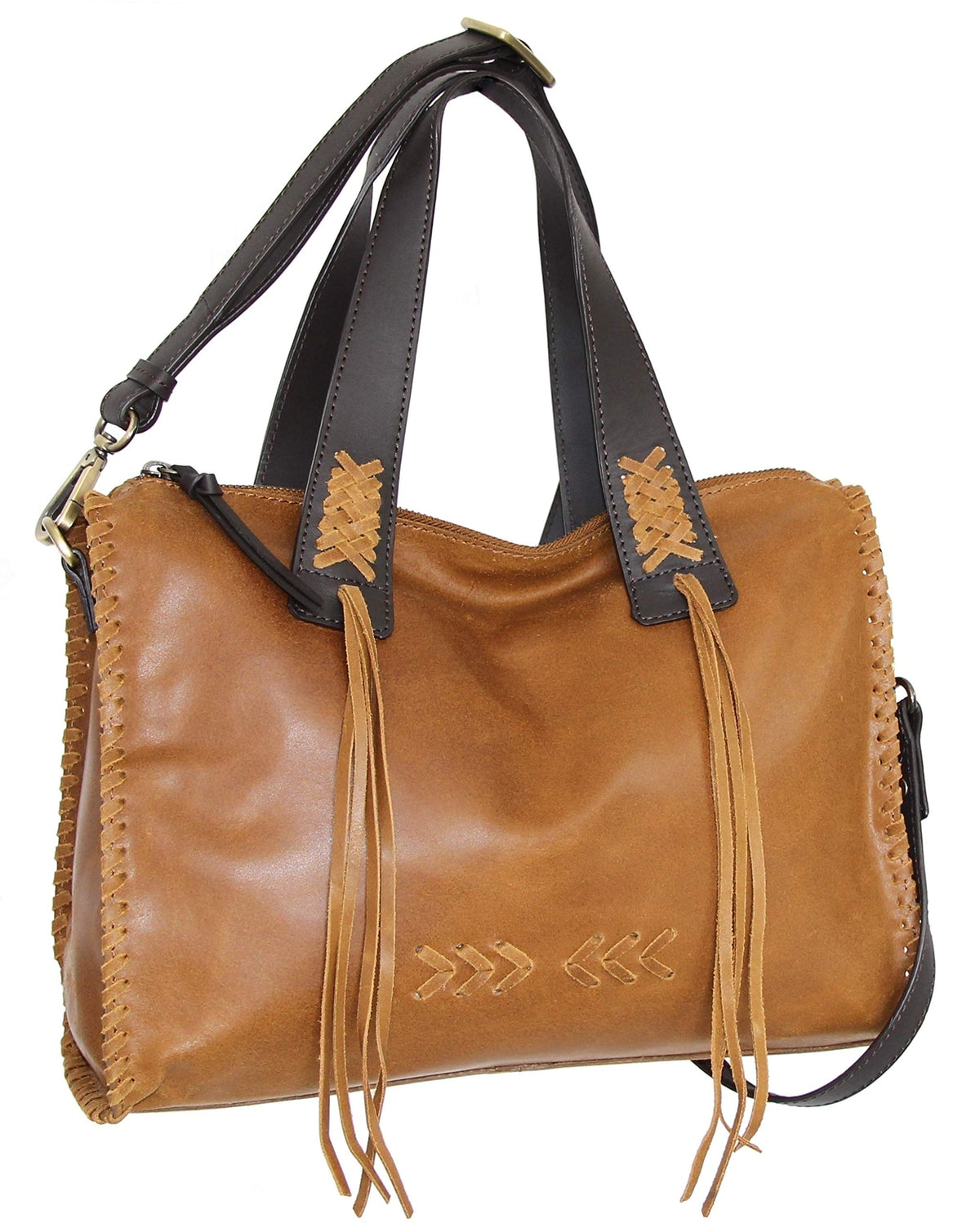 Nino Bossi Candace Convertible Leather Satchel - Saddle