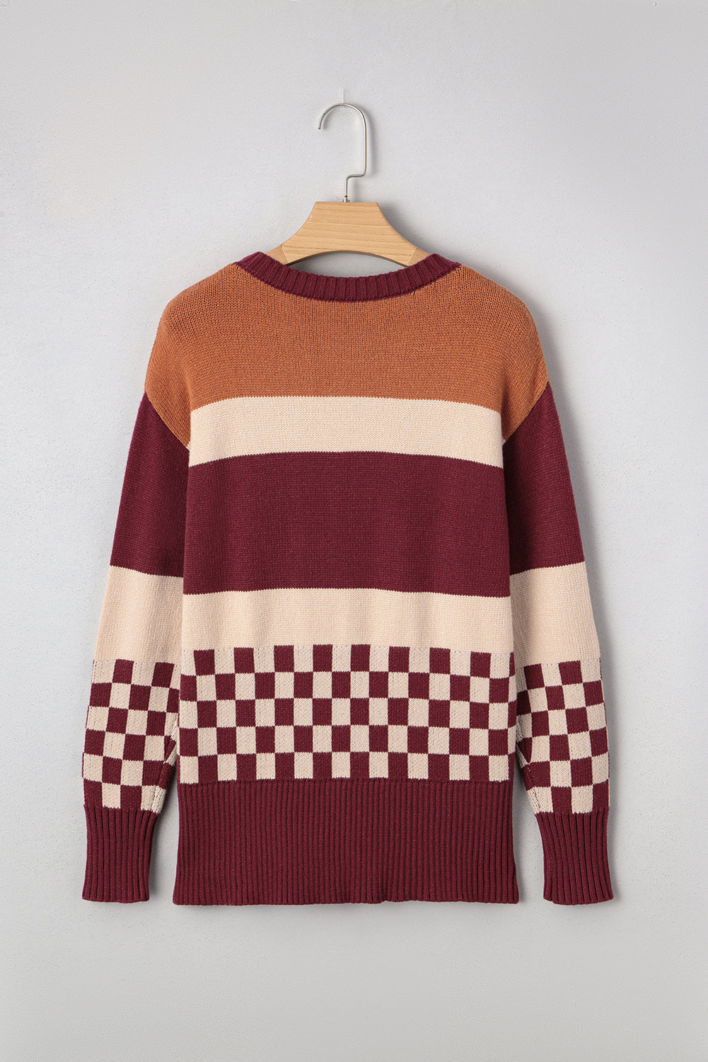 Threaded Pear Noelle Checkered Knitted Sweater
