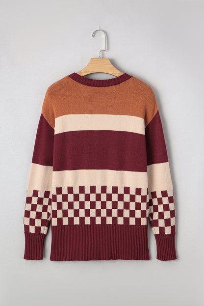 Threaded Pear Noelle Checkered Knitted Sweater