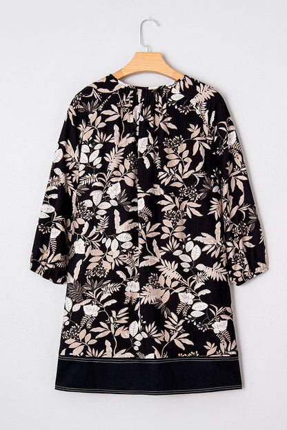 Threaded Pear Zaria Print Loose Mini Dress