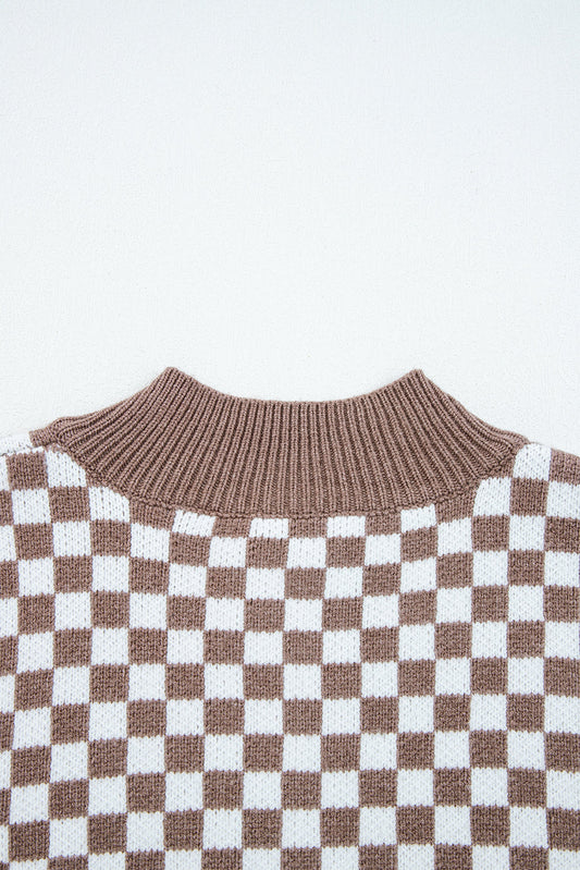 Threaded Pear Mckinley Trim Checkerboard Knit Sweater
