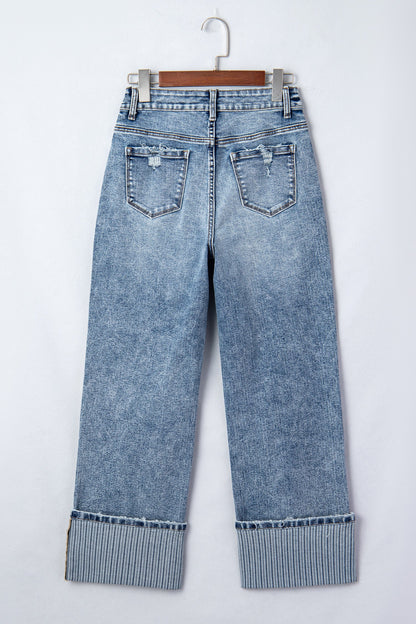 Threaded Pear Elia Cuffed Straight Loose Jeans