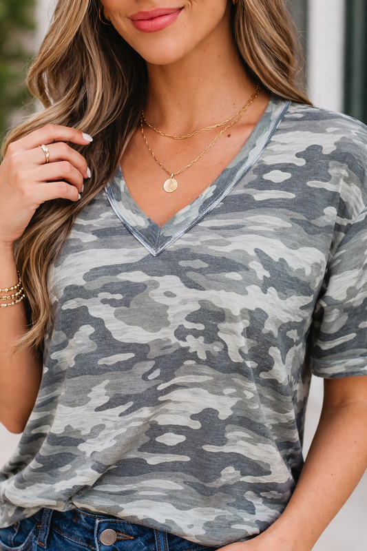 Threaded Pear Nala Print Raw Edge Tee
