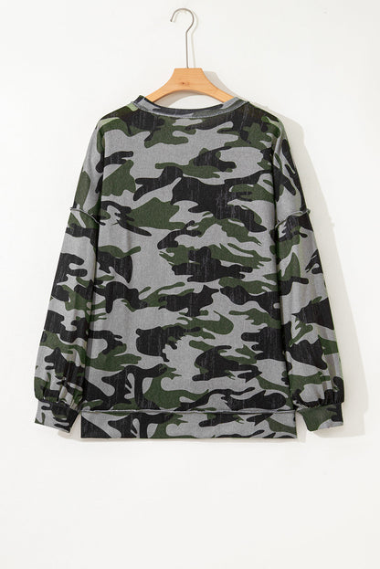 Threaded Pear Honey Patchwork Drop Shoulder Sweatshirt