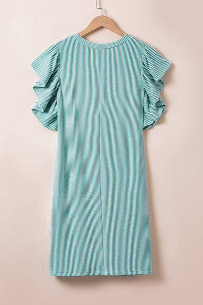 Threaded Pear Jocelyn Ruffled Flutter Sleeve Dress